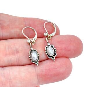 Vintage Sterling Silver 925 Pearl Dangle Latchback Earrings